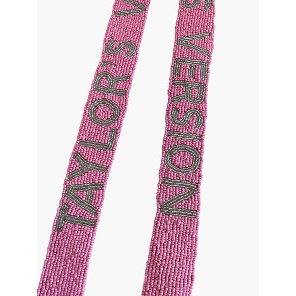 NWT Taylor Swift "Taylor's Version" Beaded Pink Purse Guitar Strap 47" - Picture 2 of 5